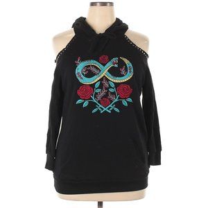 Torrid 0X Black Hoodie wth Snake and Roses Embroidery